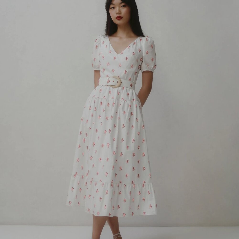 Markarian Caroline Geometric-Print Midi Dress